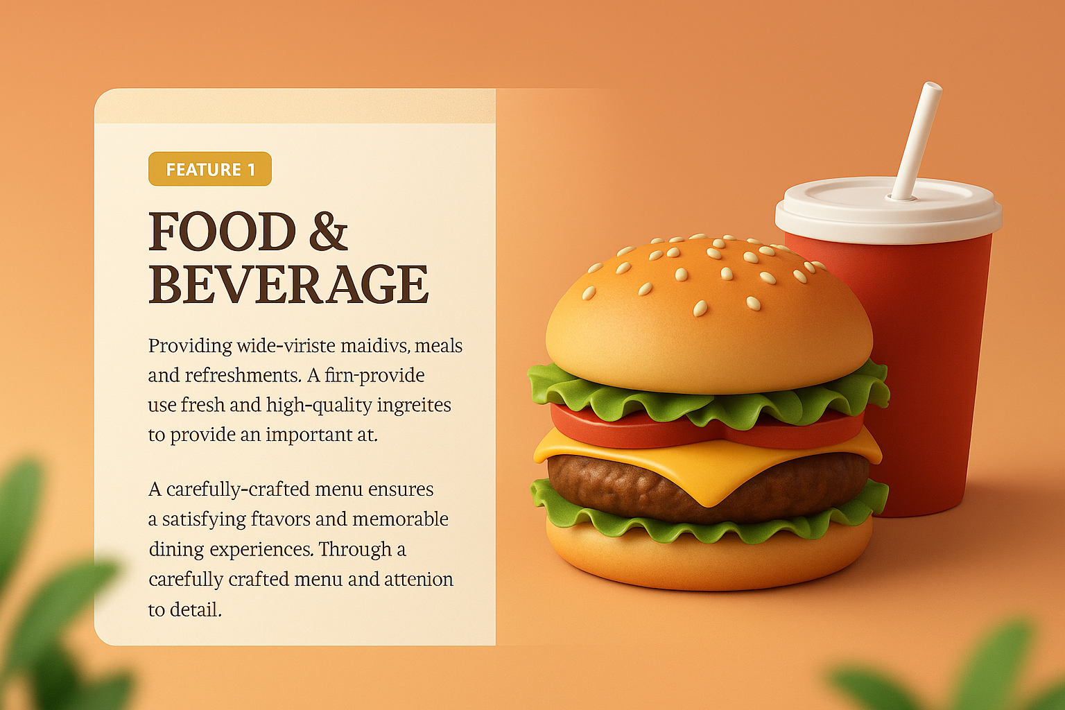 3D Food & Beverage Web Design Illustration