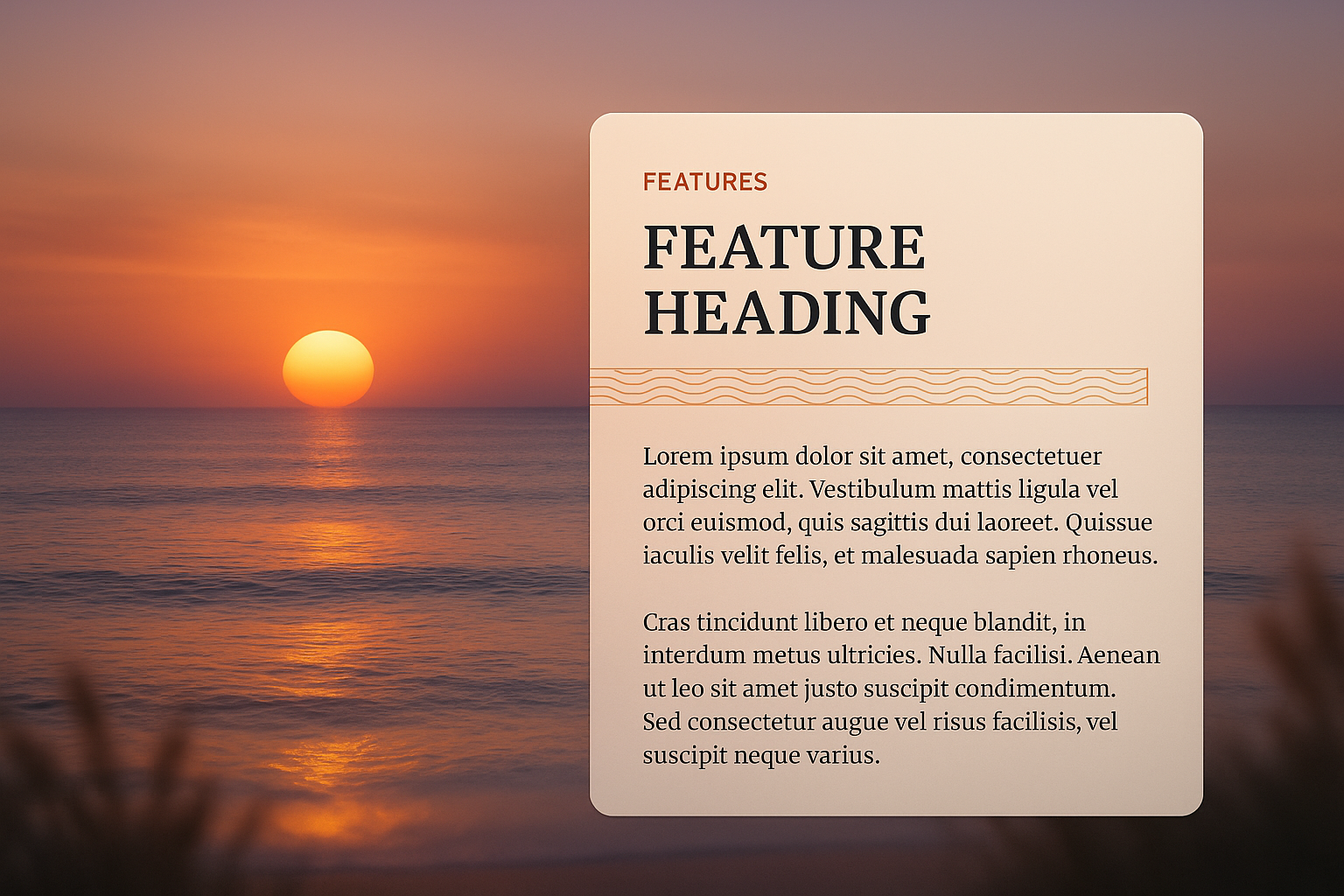 Tranquil Sunset Over the Sea with Features Block