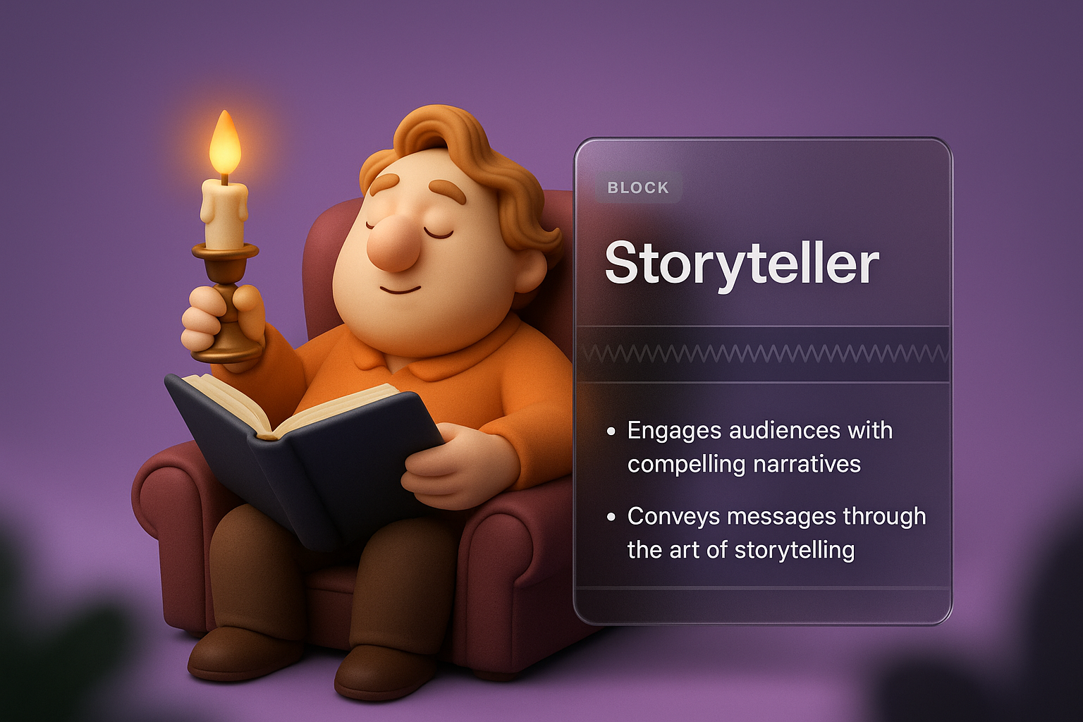 3D Illustration of a Storyteller in a Cozy Setting