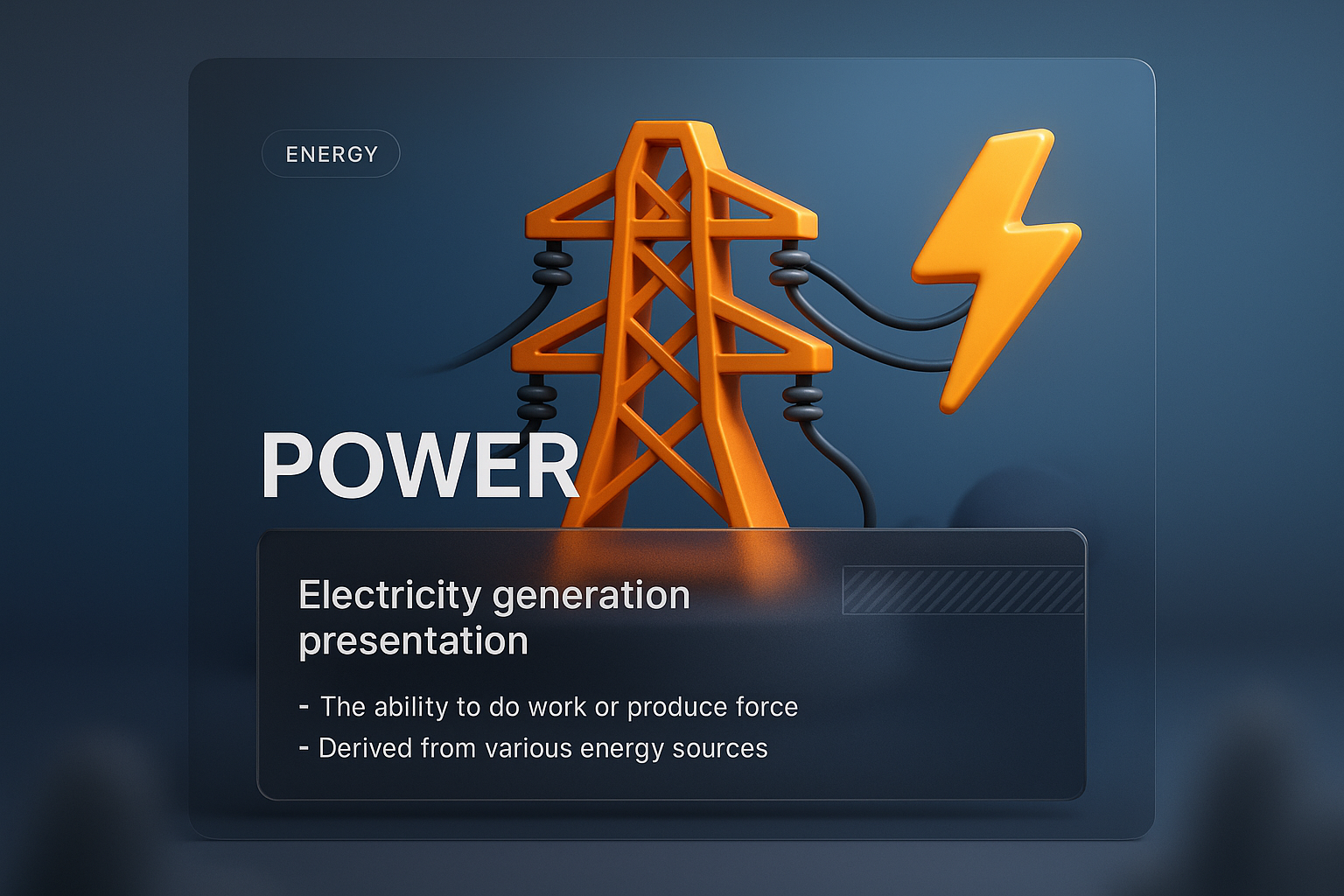 3D Illustration of Power Concept with Integrated Design Elements