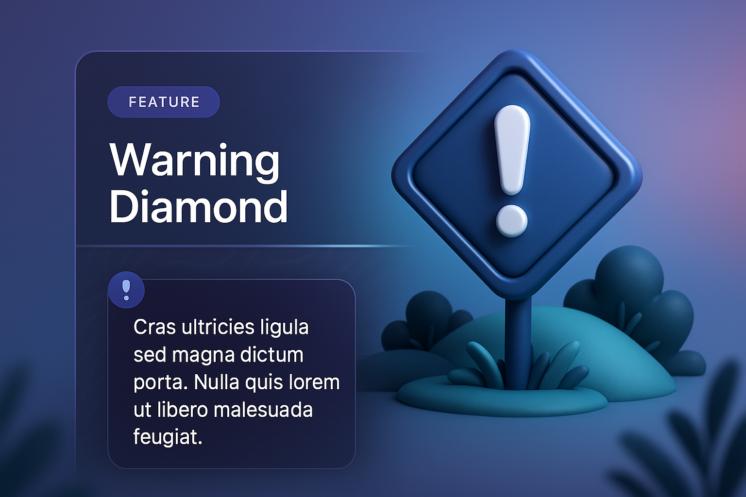 3D Warning Diamond Feature Design with Gradient Background