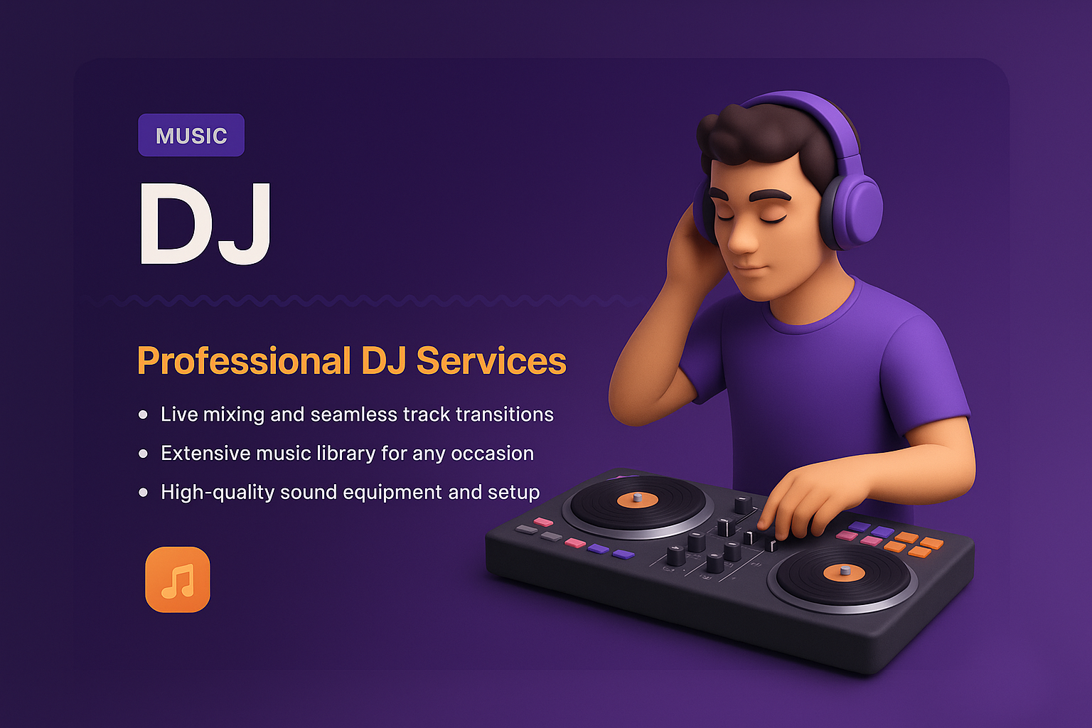 3D Illustration of a DJ with Professional Services Overview