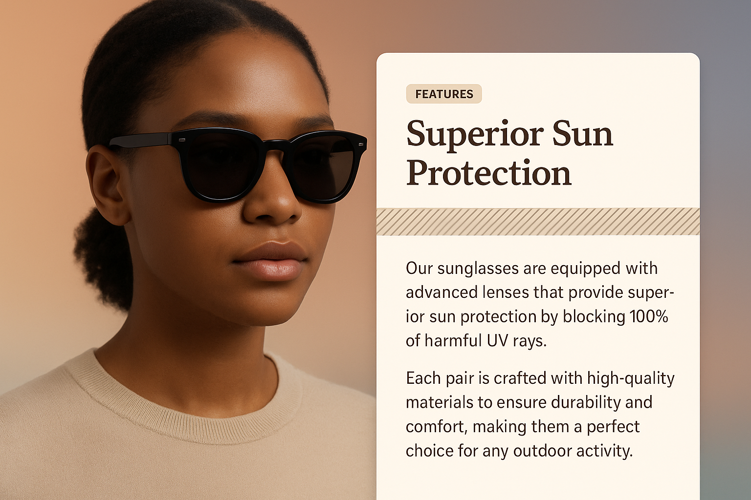 Stylish Sunglasses on Model with UV Protection Features