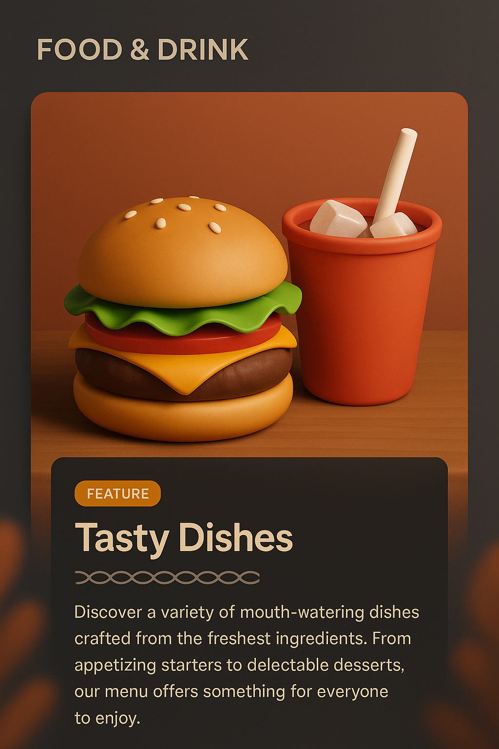 3D Illustration of Food & Drink Featuring Tasty Dishes