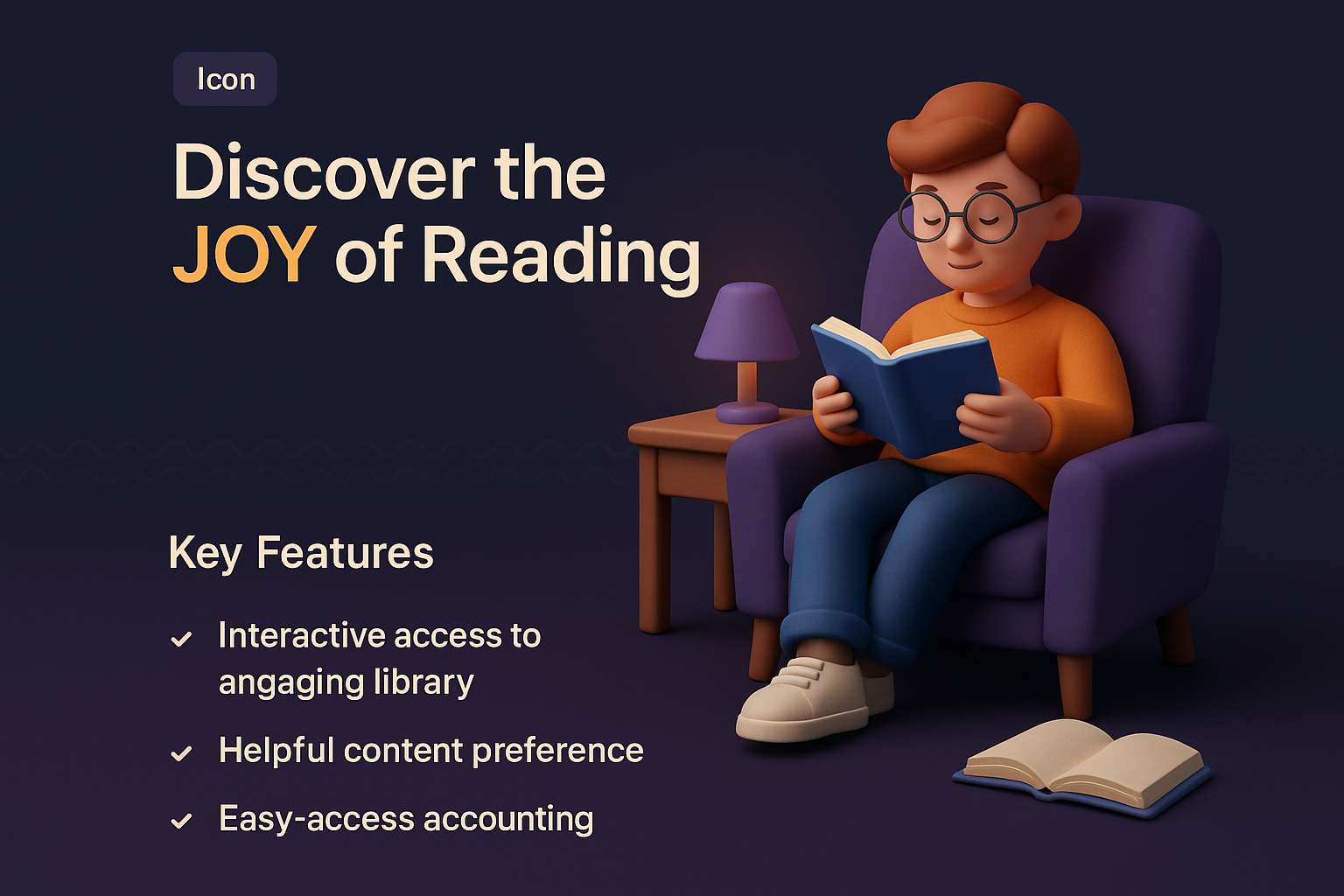 3D Illustration Landing Page for Reading Feature
