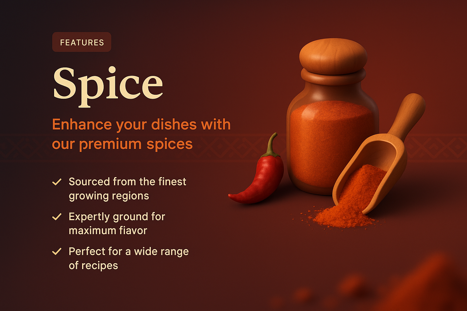 Landing Page Design Featuring 3D Spice Illustration