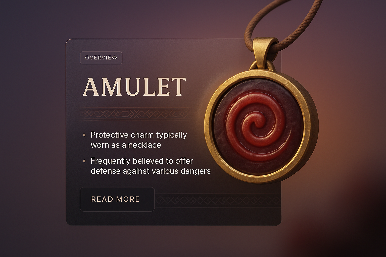 3D Amulet Design with Detailed Description Block