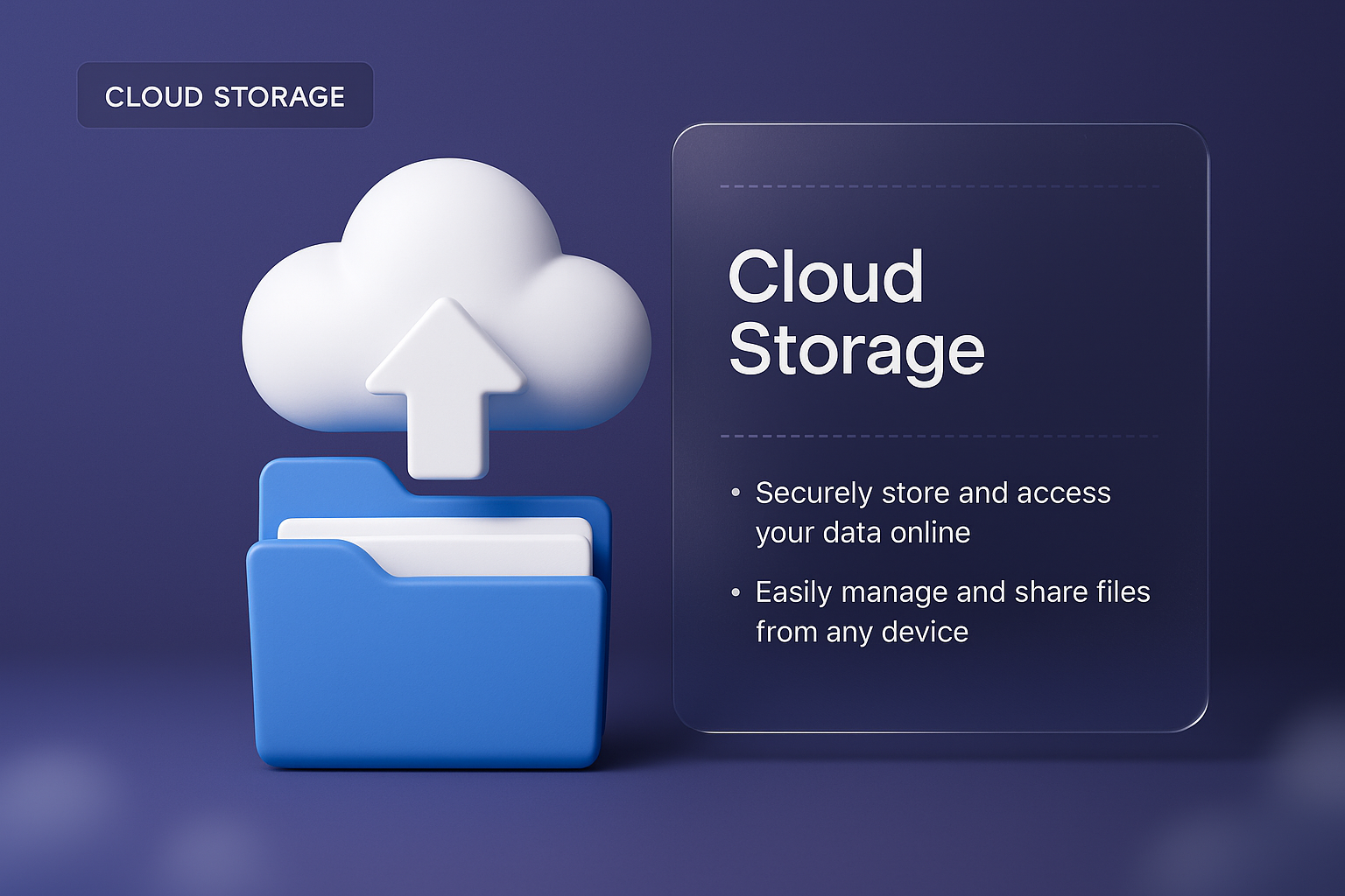 3D Cloud Storage Illustration with Modern Design Elements