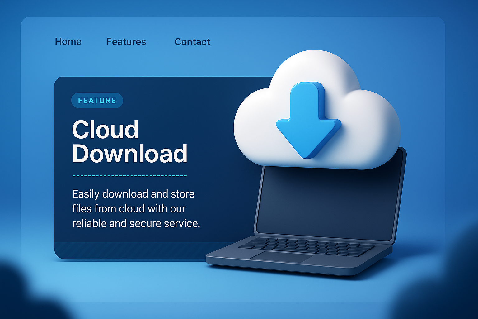 3D Illustration for Cloud Download Web Page Design