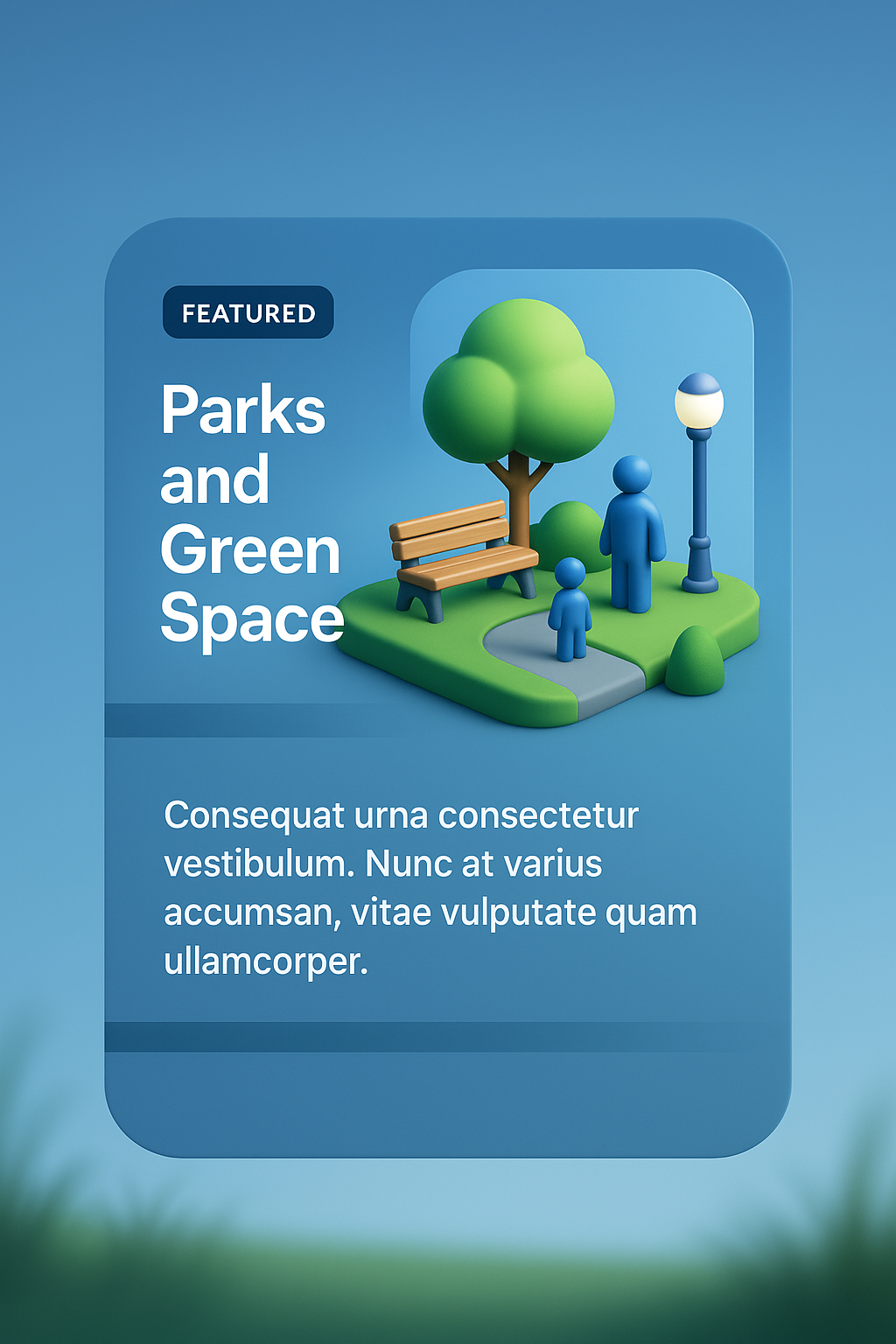 3D Illustration of Parks and Green Space Design for Web Use