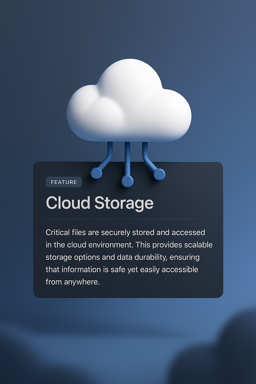 3D Interactive Cloud Storage Illustration with Feature Block