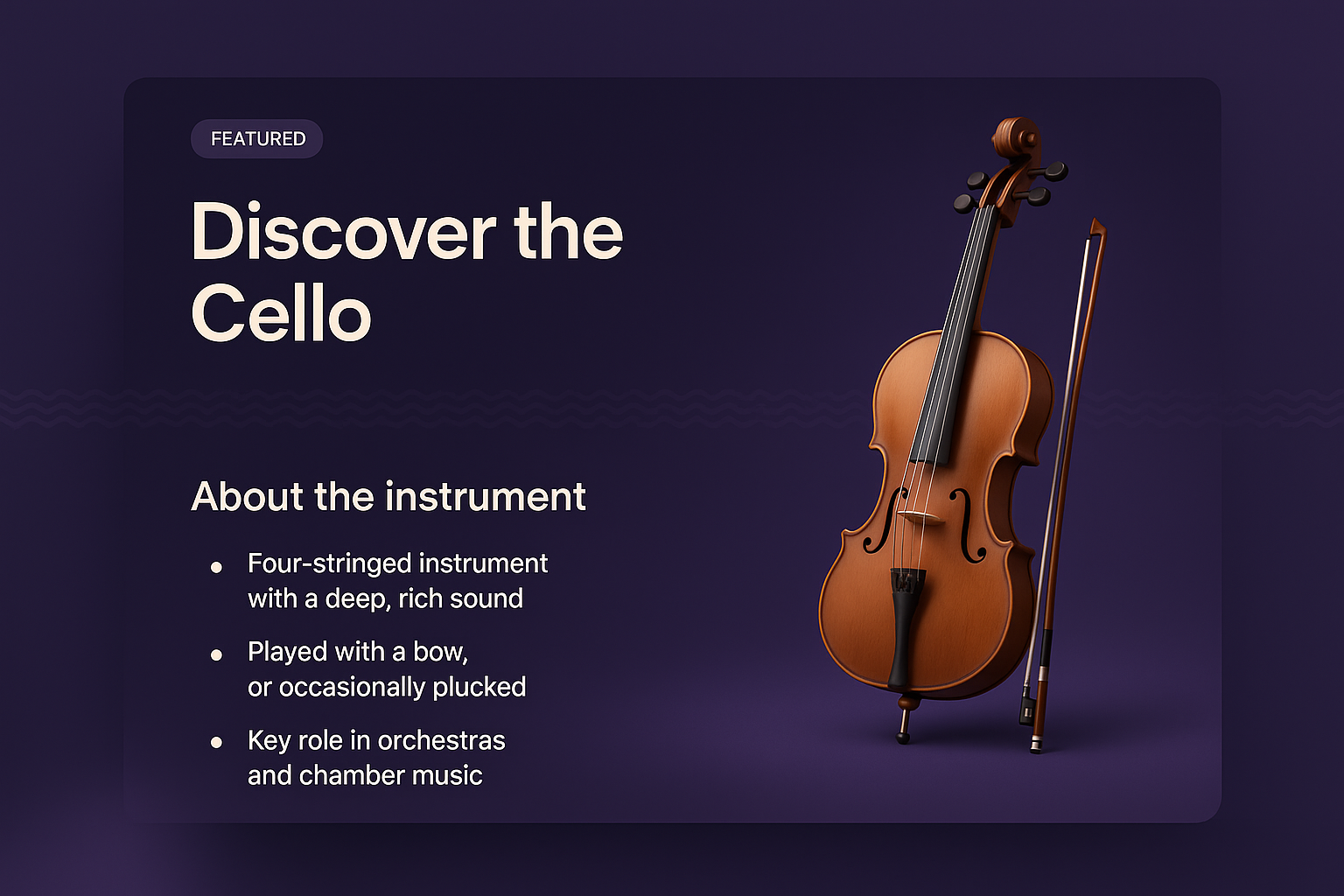 3D Illustration of a Cello with Feature Highlights