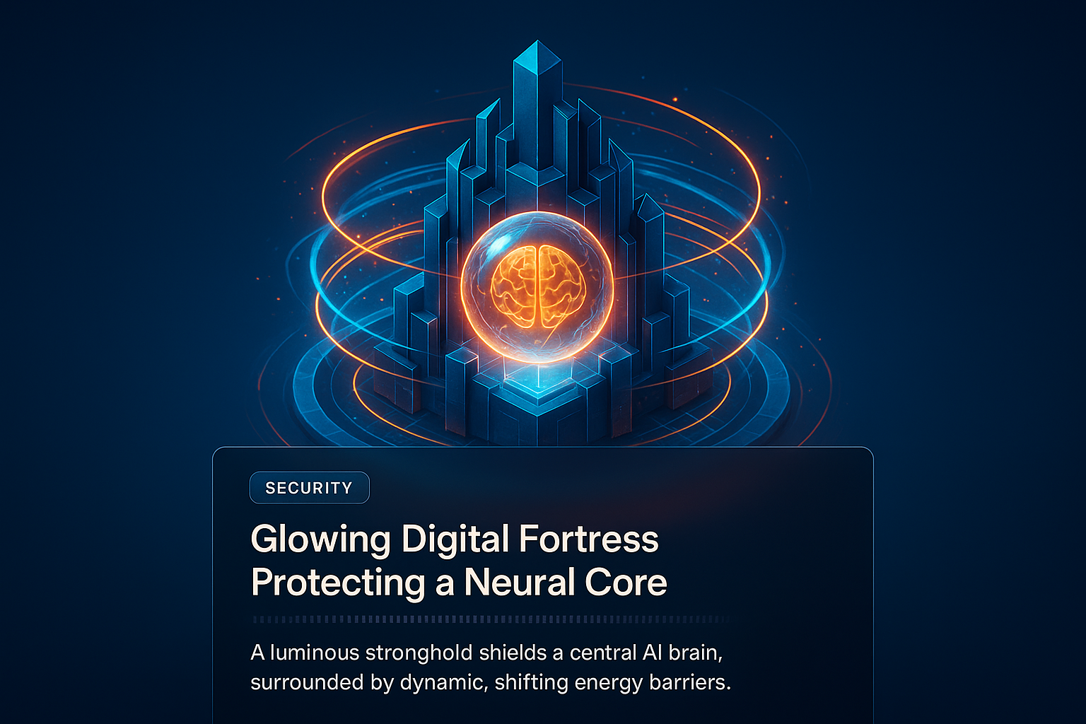 Glowing Digital Fortress Protecting a Neural Core
