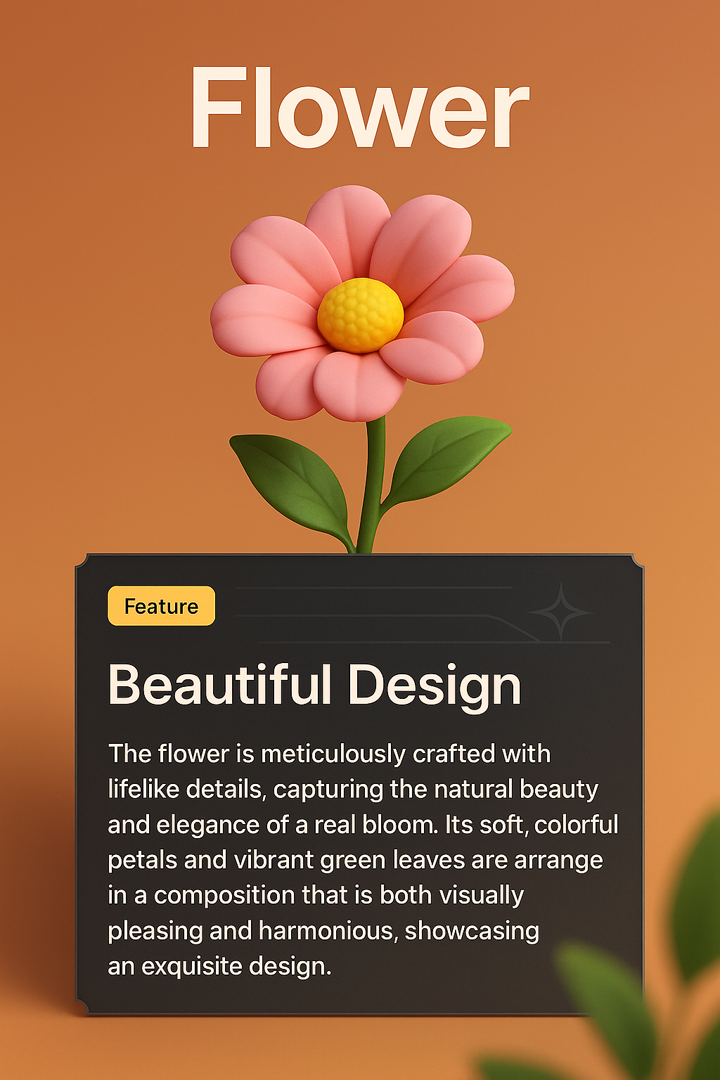3D Flower Visualization with Feature Description Block