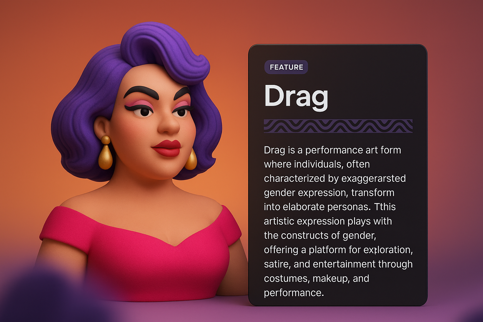 3D Illustration of a Web Page Featuring Drag Art