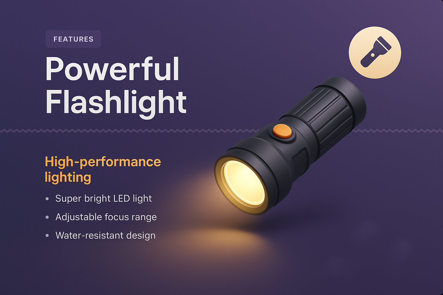 Engaging Landing Page for a Powerful Flashlight Product