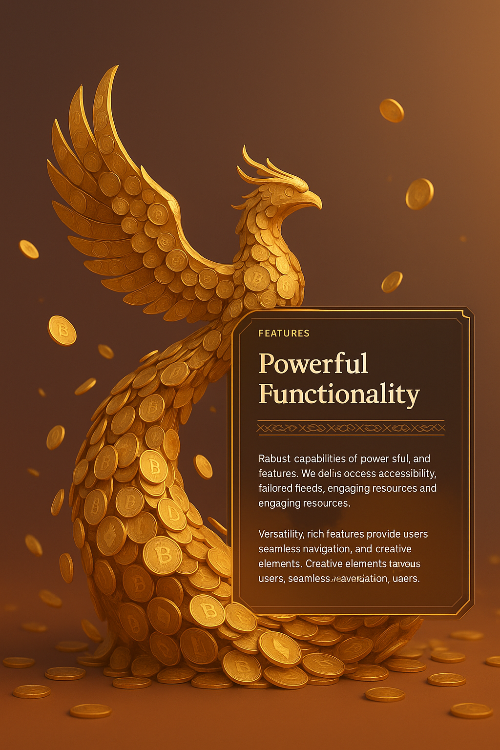 Phoenix Wave of Crypto Coins in 3D Design