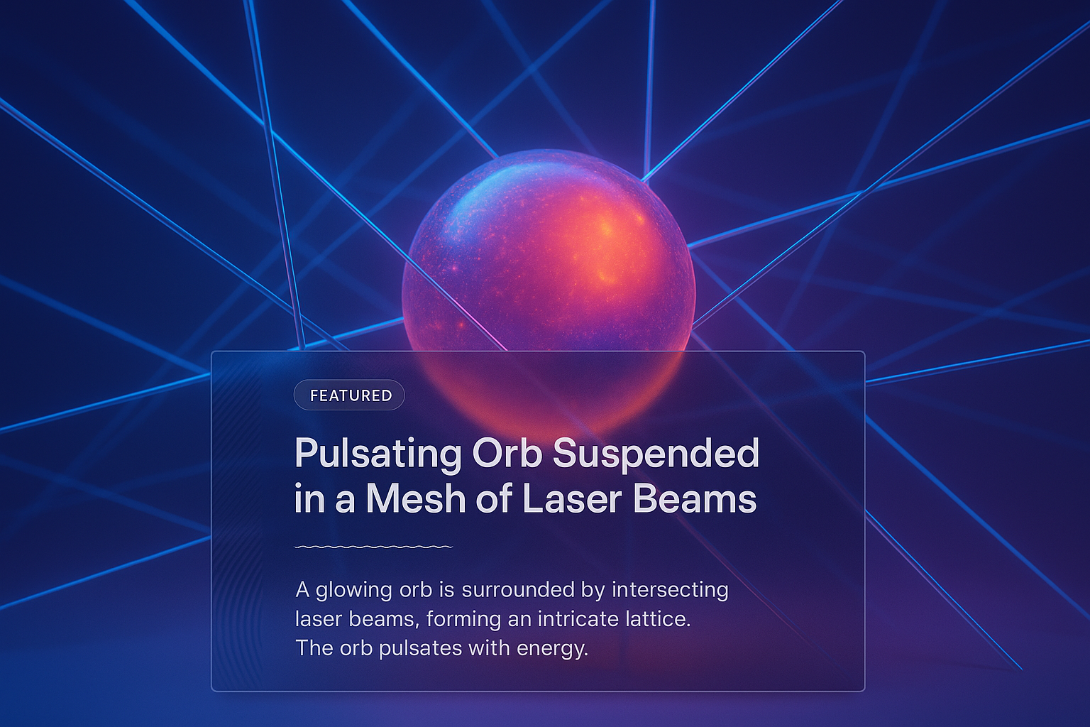 Pulsating Orb Enveloped by Laser Beams - 3D Illustration