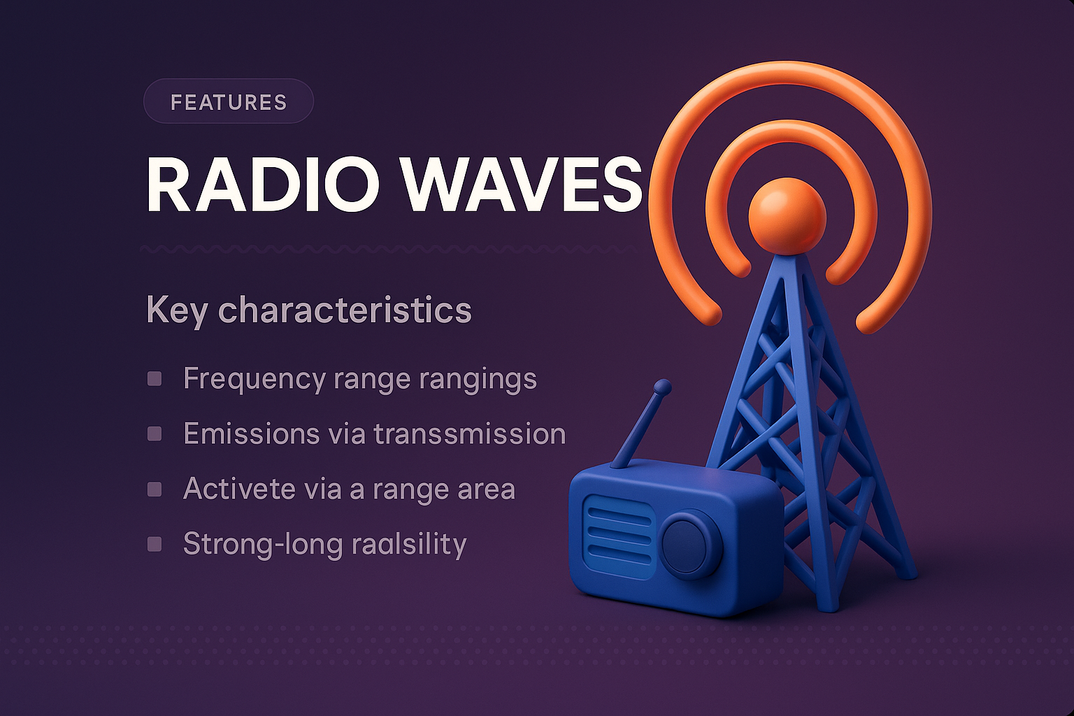3D Illustration of Radio Waves and Features