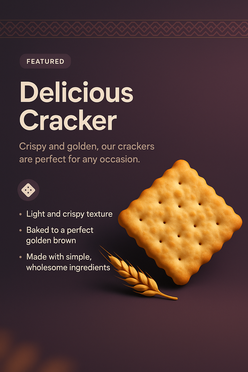 Landing Page Design for Delicious Crackers with 3D Illustration