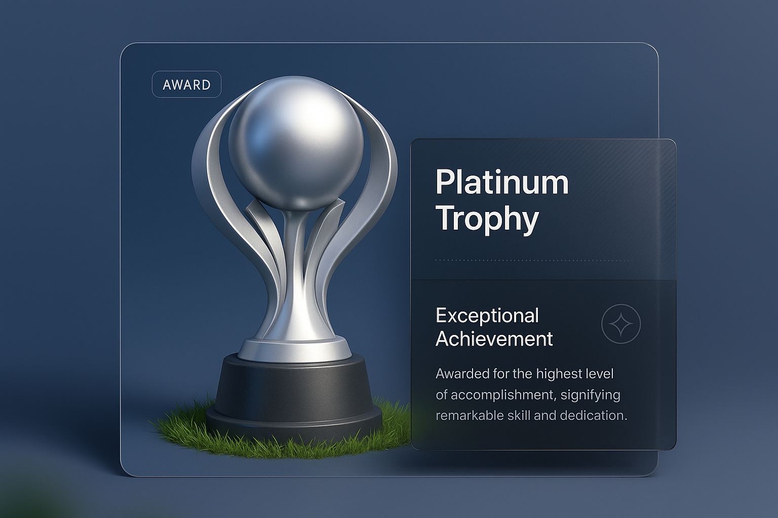 Stunning 3D Platinum Trophy Illustration with Modern Design Elements