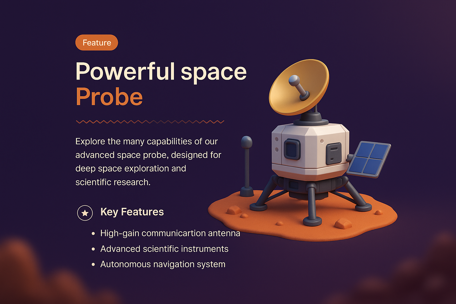 Landing Page Design for Advanced Space Probe Features