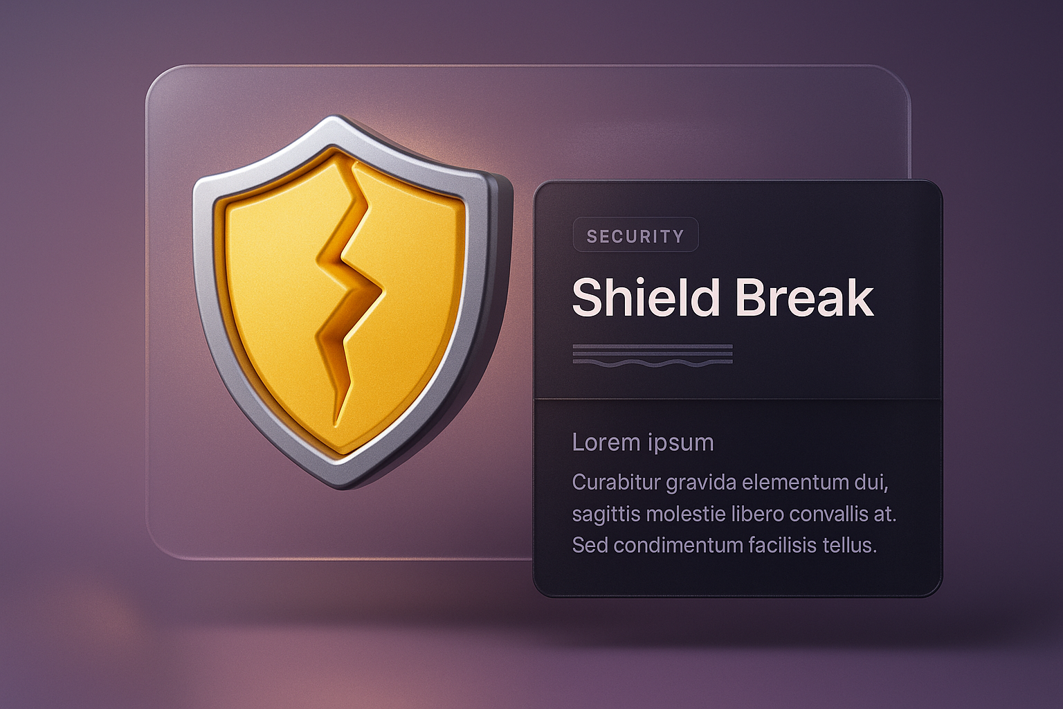 3D Shield Break Icon with Stylish Overlay Design