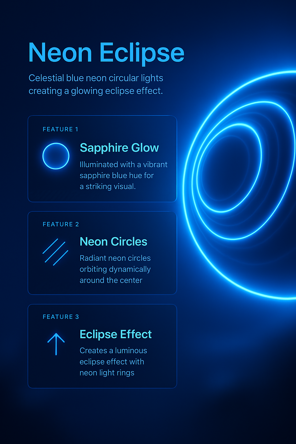 Neon Eclipse: Striking Sapphire Glow and Circular Lights