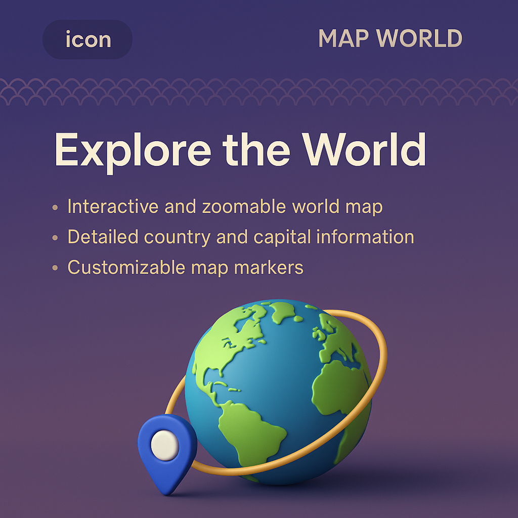 3D World Map Illustration for Interactive Exploration