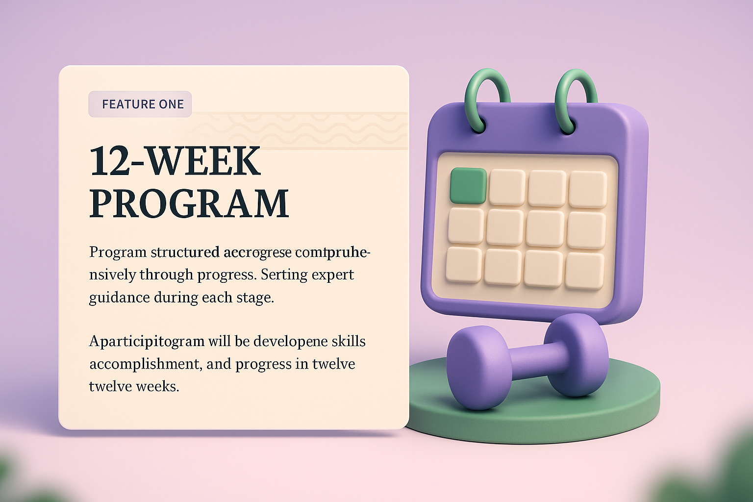 3D Illustration of a 12-Week Program Concept