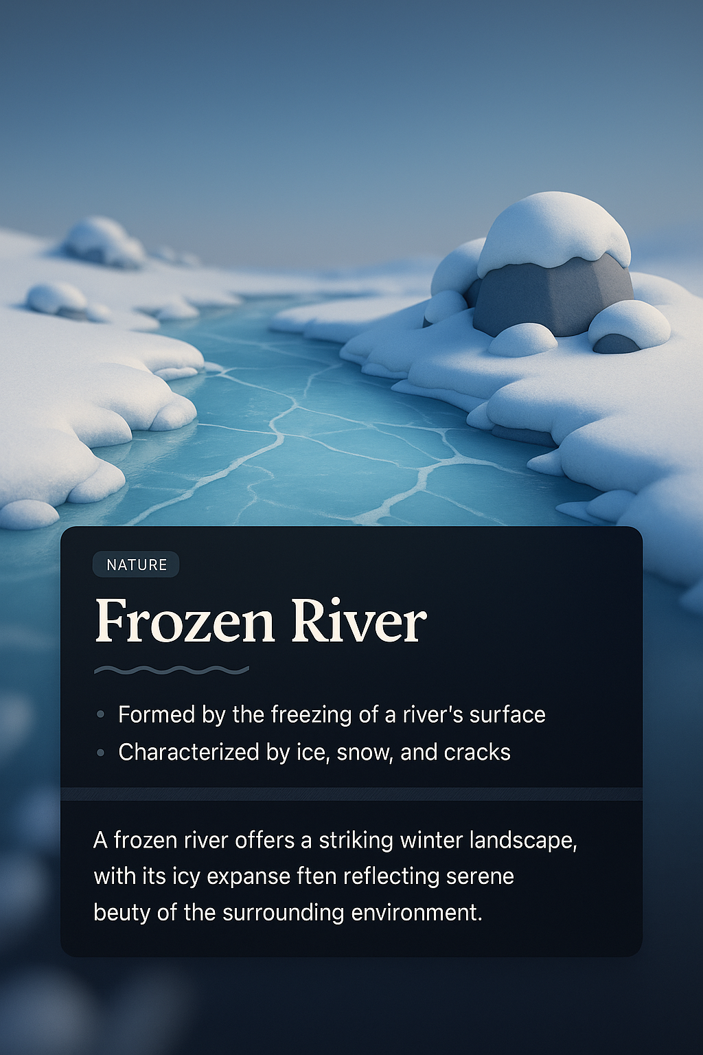 Serene Frozen River Landscape in Winter