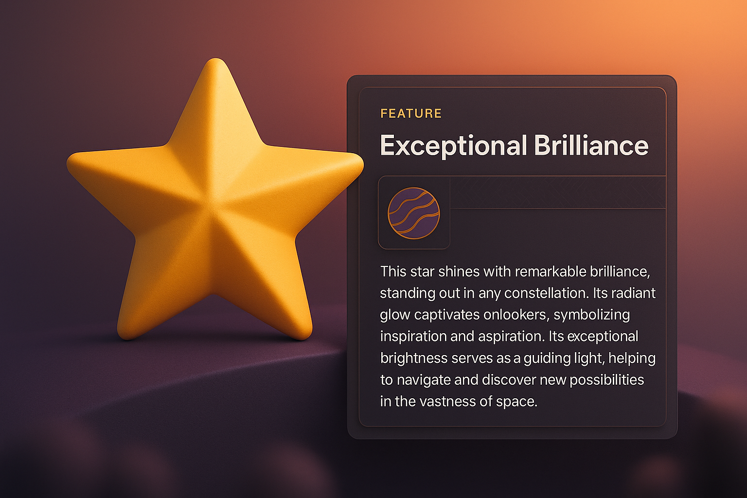 3D Illustration of a Star with Feature Block