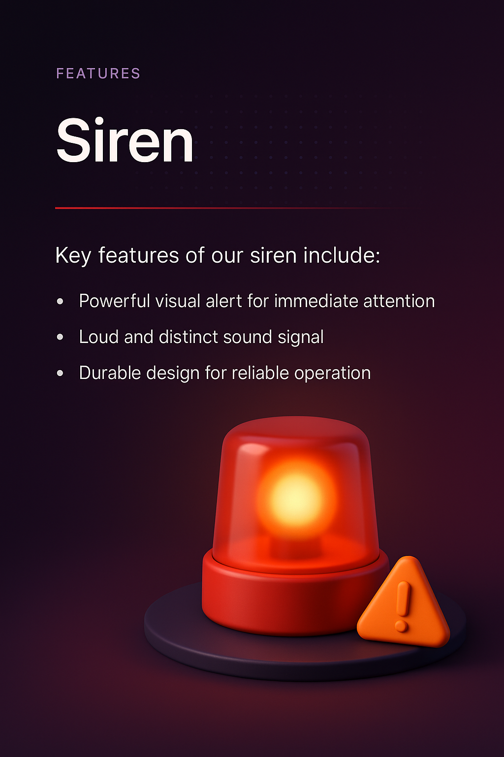 3D Illustration of Siren Features for Landing Page Design