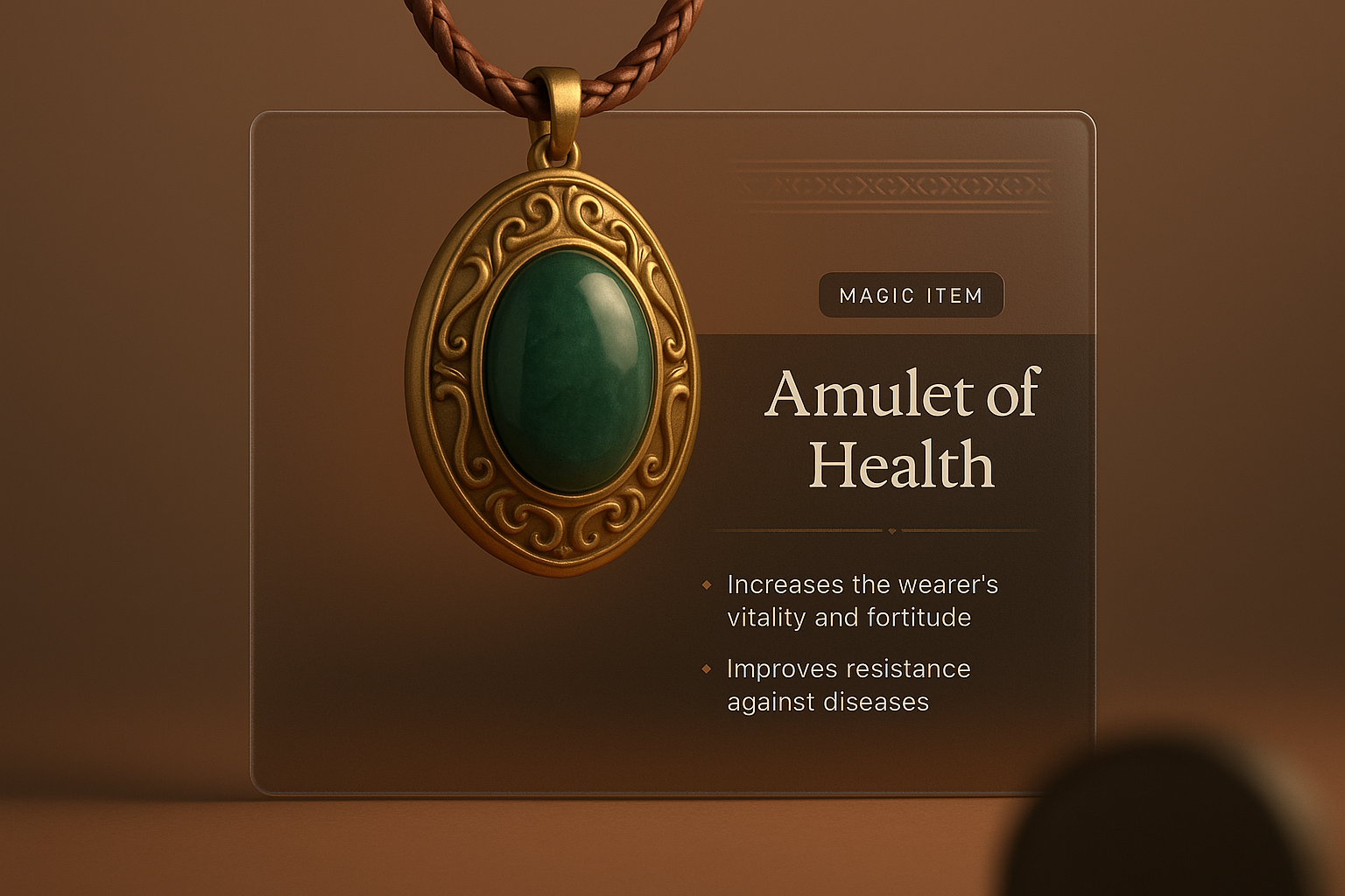 3D Amulet of Health with Elegant Design Elements