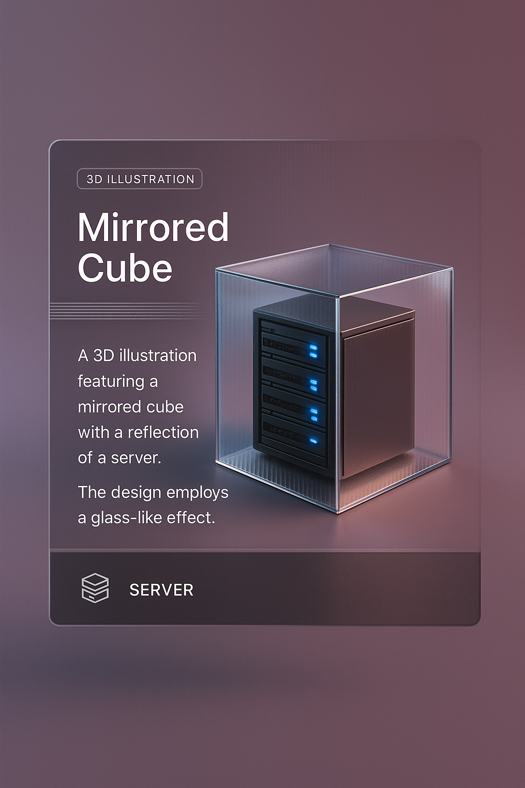 3D Illustration of a Server Reflected in a Mirrored Cube
