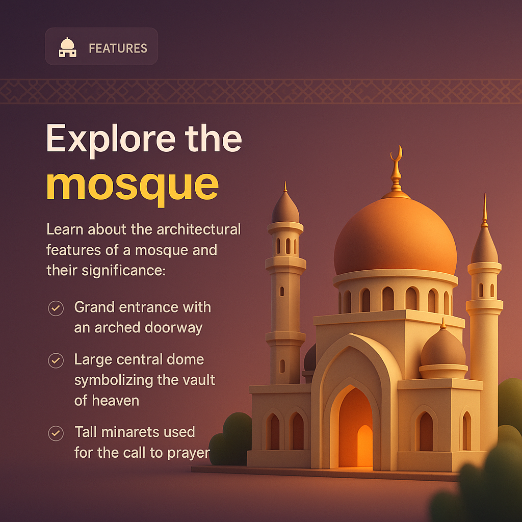 Landing Page Design for Mosque Features with 3D Illustration