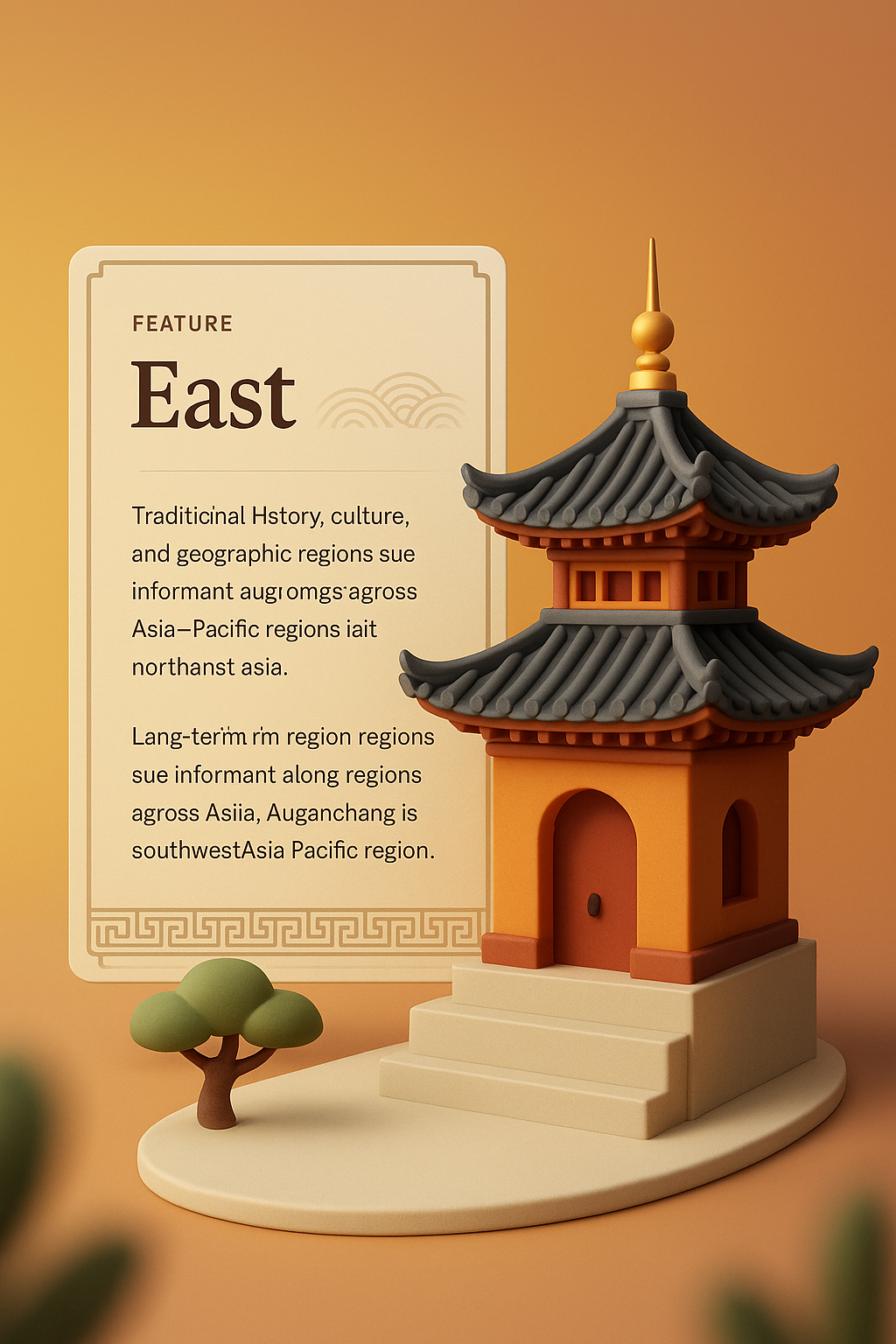 3D Illustration Representing Eastern Culture and Architecture