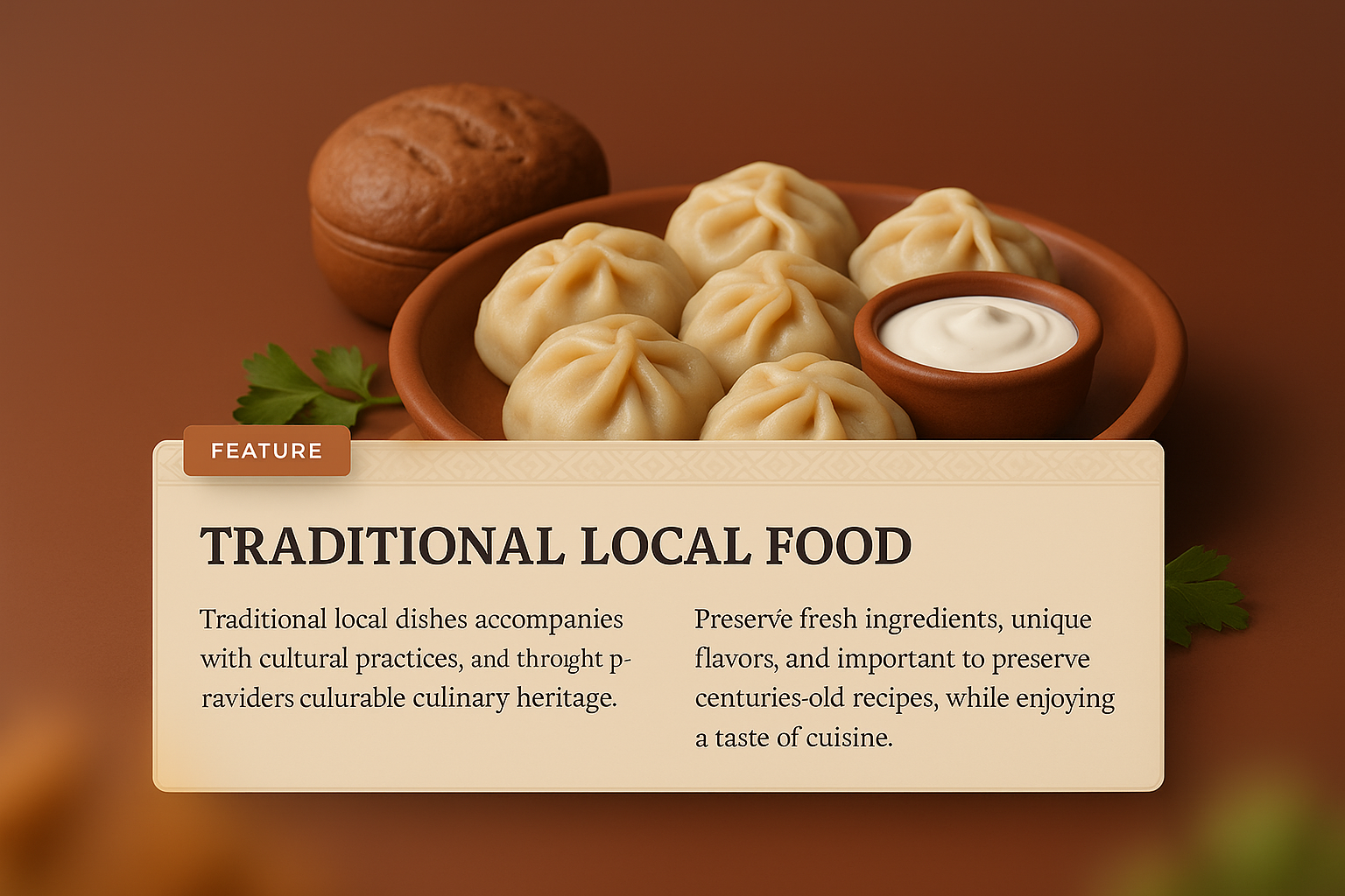 Delicious Traditional Local Food Presentation