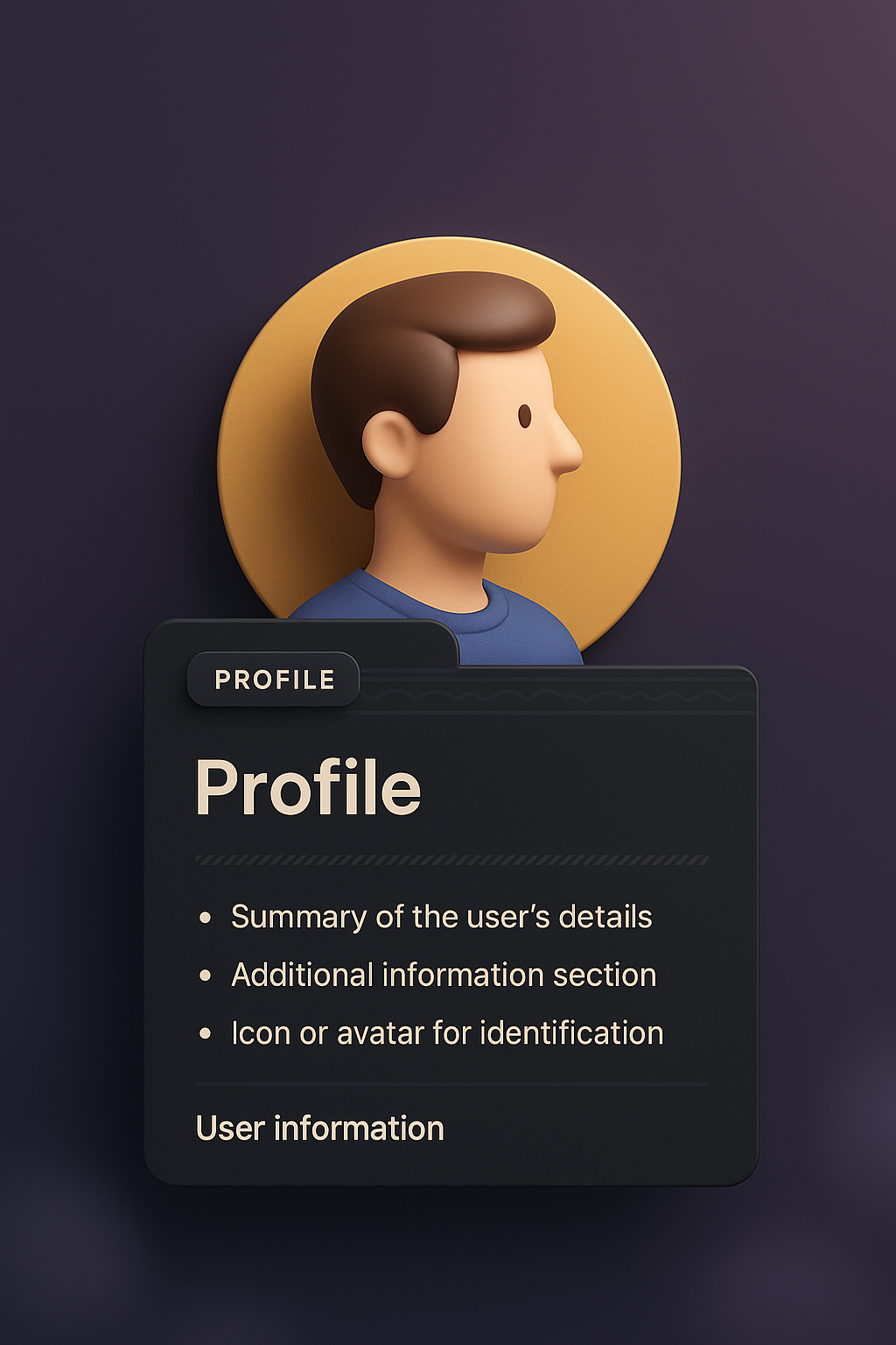 3D Illustration for User Profile Web Page Design
