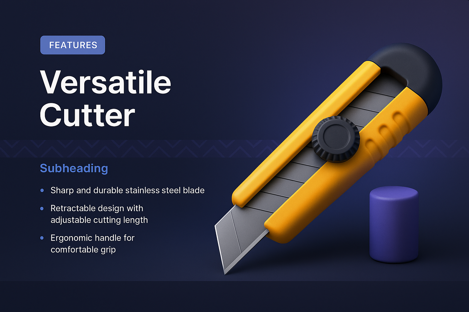 Landing Page Design Featuring a 3D Versatile Cutter Illustration