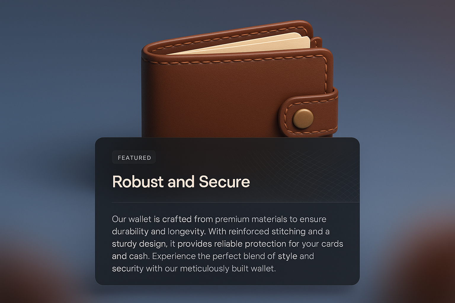 3D Wallet Illustration with Feature Highlights