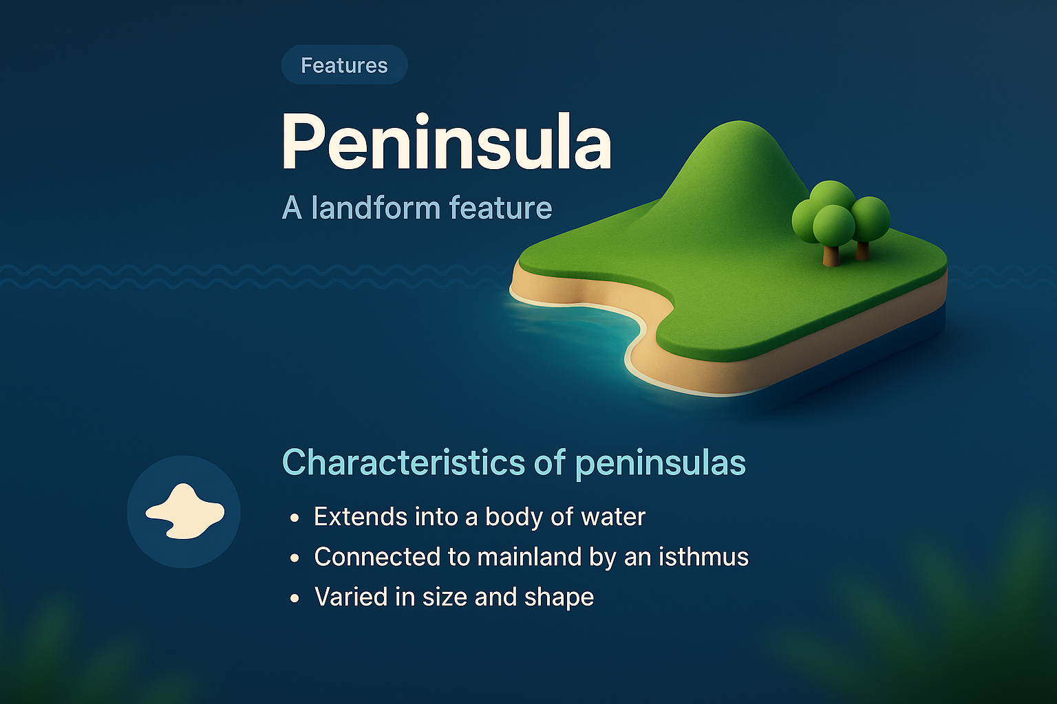3D Illustration of a Peninsula: Landform Features Explained