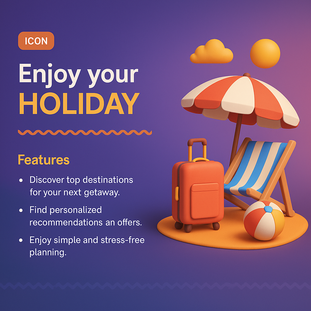 3D Holiday Icon with Features and Descriptive Elements