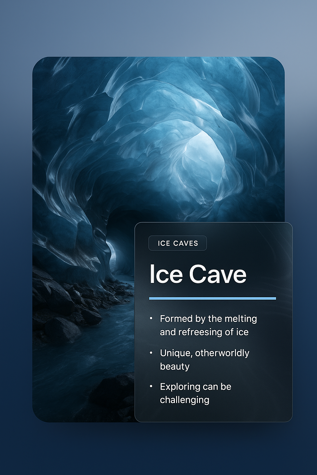 Stunning Ice Cave with Unique Features and Design Elements