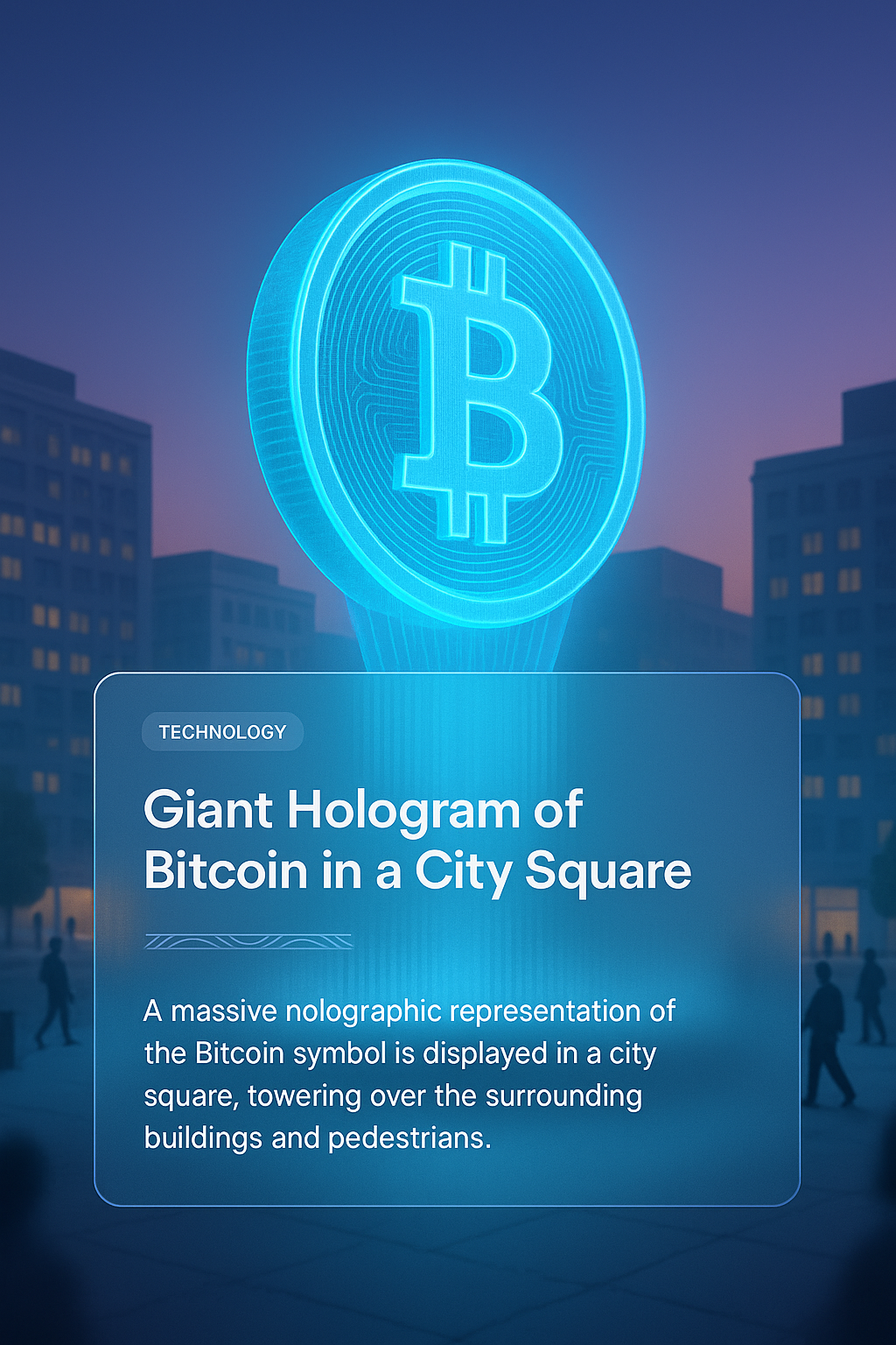 Giant Bitcoin Hologram in a City Square
