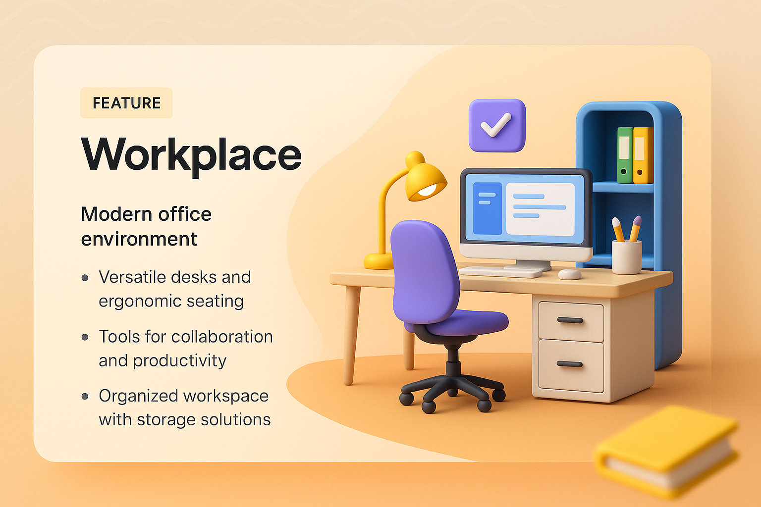 3D Illustration of a Modern Office Workspace