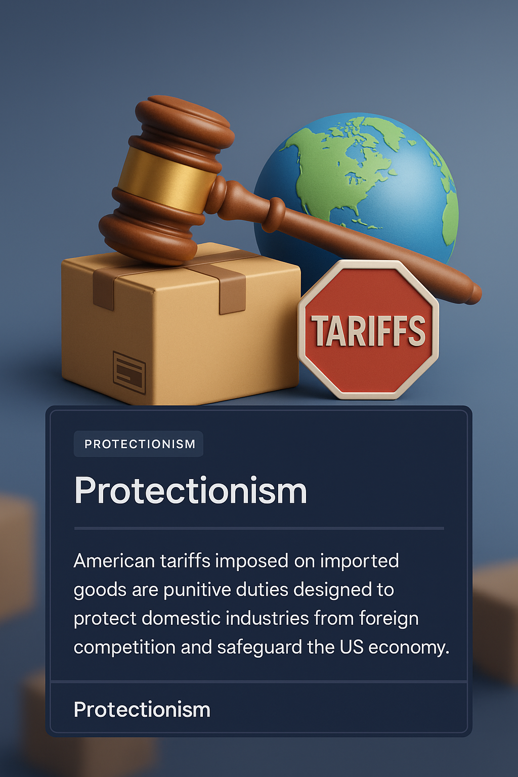 3D Illustration of American Tariffs and Protectionism Policies
