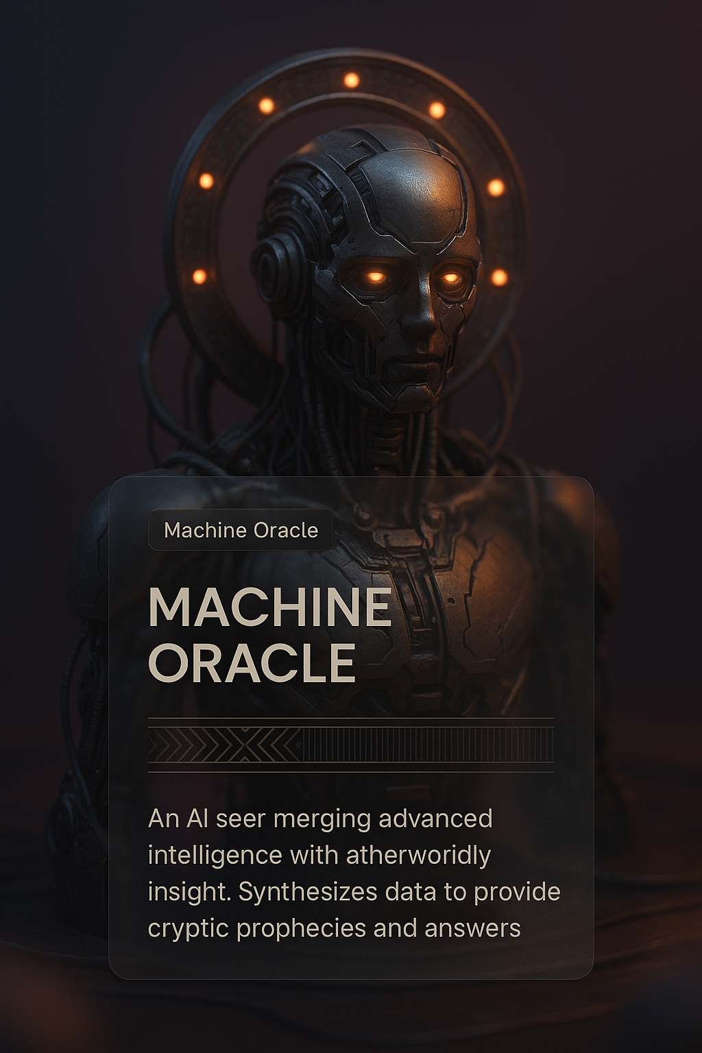 3D Machine Oracle Design Concept with Integrated UI Elements