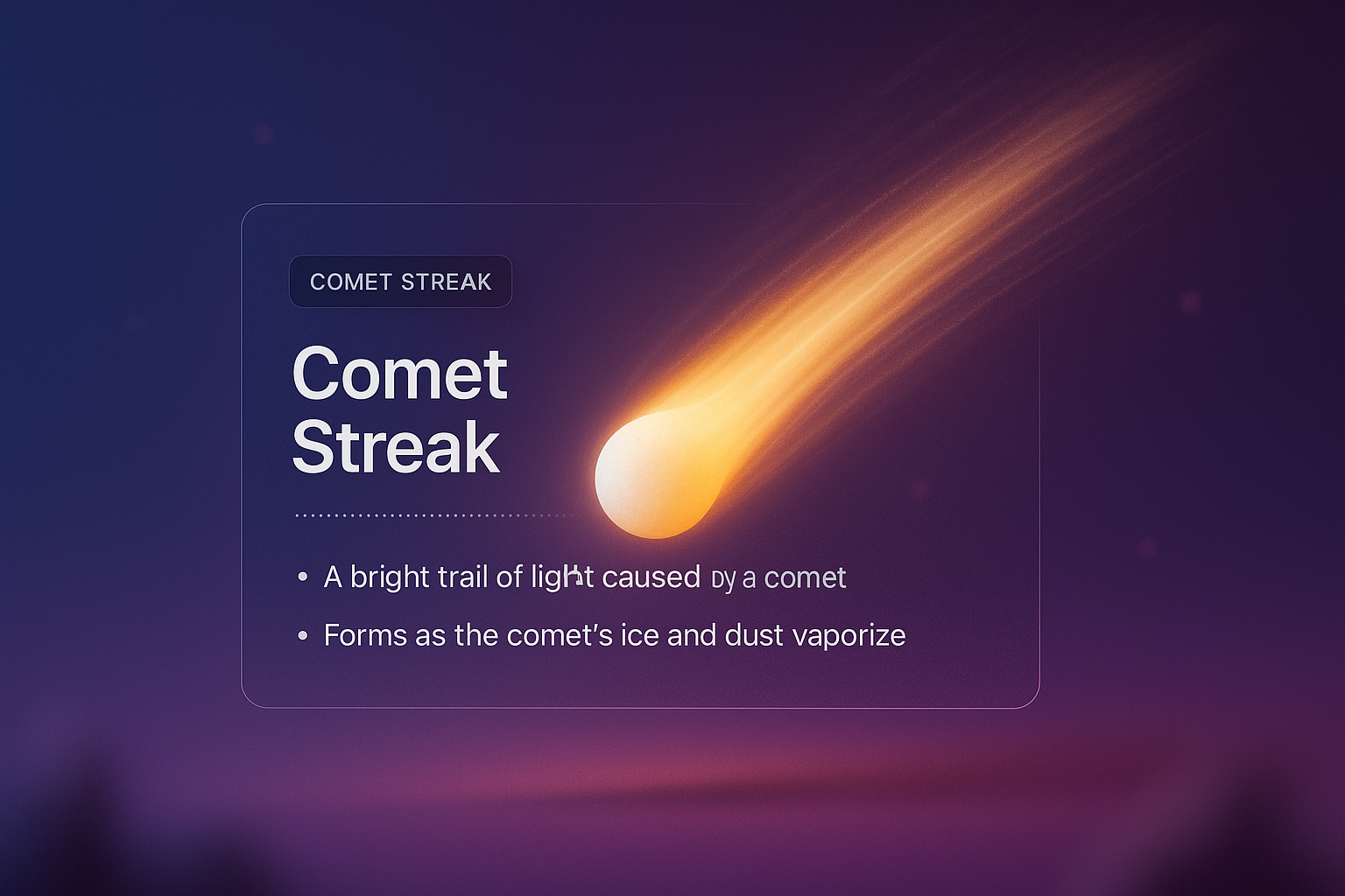 Comet Streak with Text Overlay in a Gradient Background