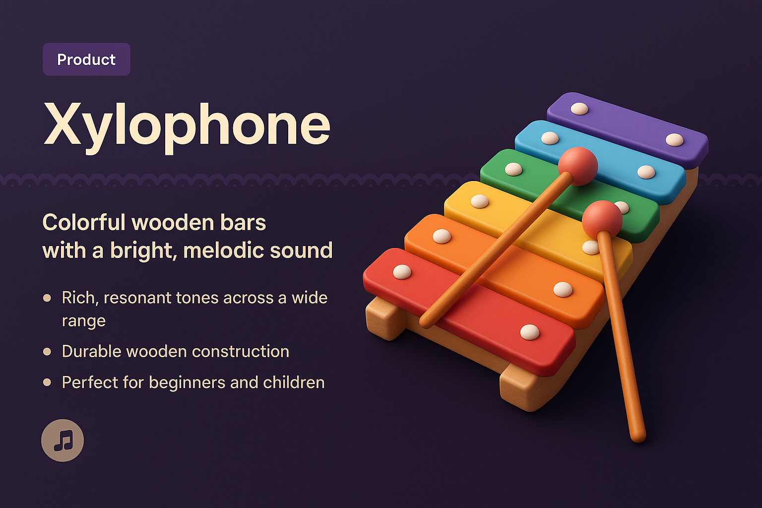Vibrant Xylophone with Colorful Wooden Bars